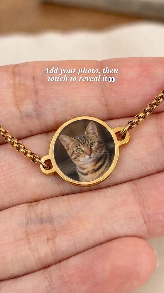 Personalized Heat-Activated Hidden Photo Adjustable Bracelet with Engraved Text