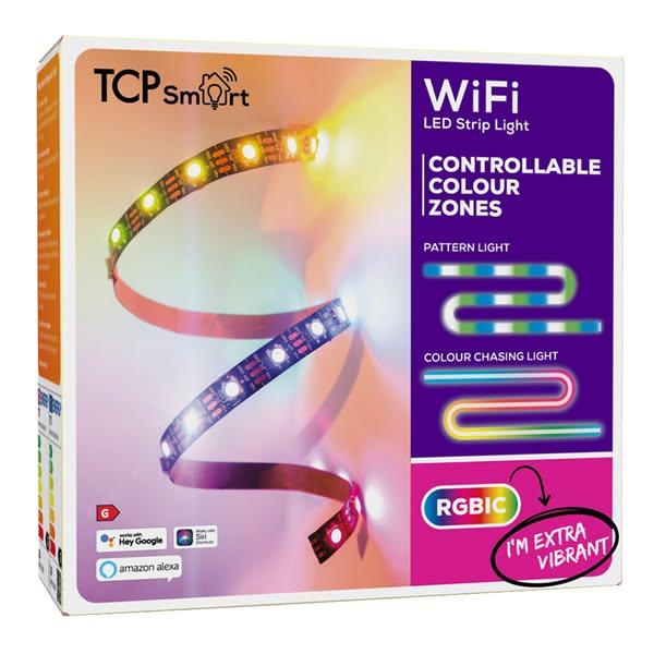TCP Smart LED RGBIC Strip Light 5m - Multi - Wilko
