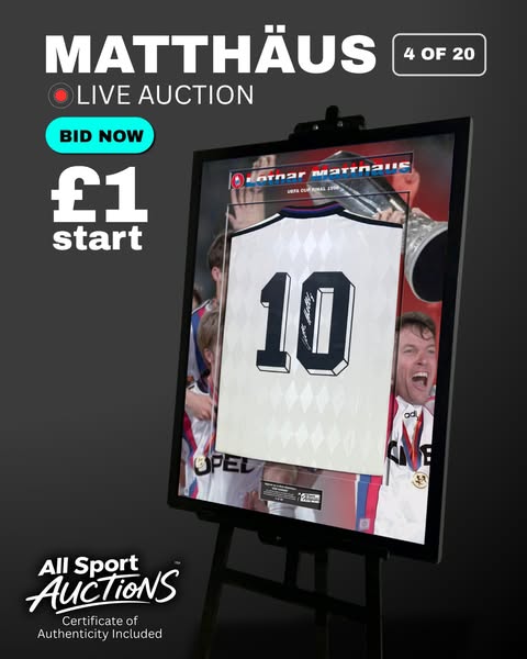 Bid on a 1995/96 Bayern Munich Shirt Signed by Matthäus
