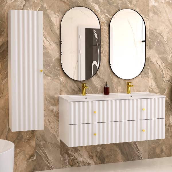 Meuble double vasque encastrée 120cm Izae Blanc