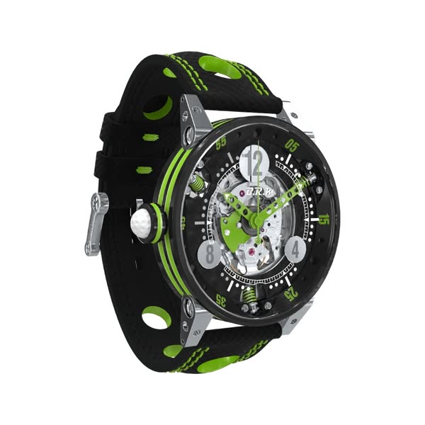 GF6-44-SA Golf — Dial: Black, Skeleton · Case: Black PVD stainless steel · Case lacquer colour: Apple green