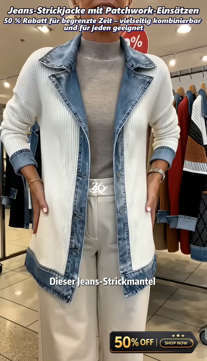 Heißer Verkauf 50% RabattLässiger Chic für jeden Tag – Gerippte Strickjacke mit Deni