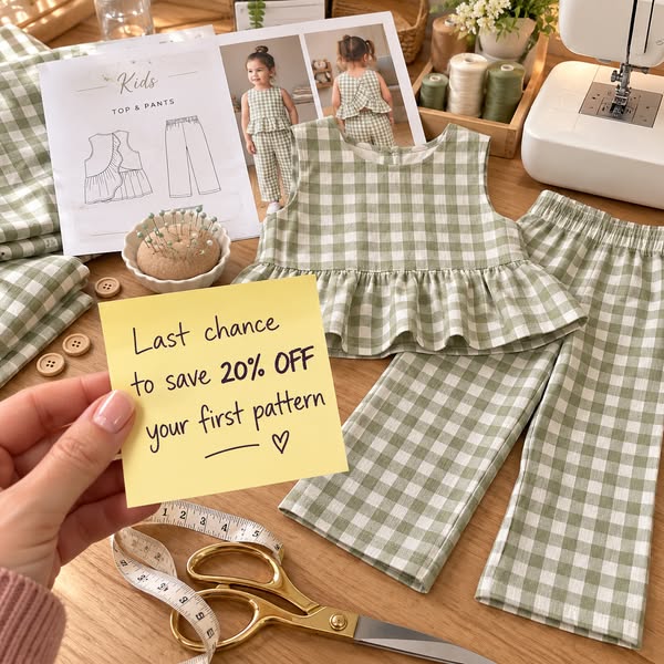 90% OFF Plaid Top and Pants Sewing Pattern for Kids