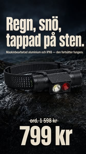 1 000 lumen. Upp till 69 timmar.