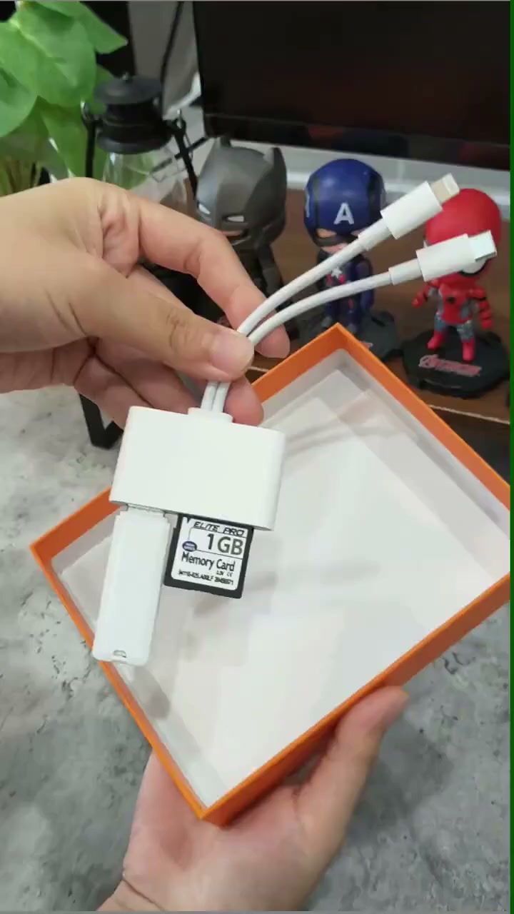 SD-/TF-Kartenleser mit dualen Anschlüssen (USB-C und Lightning) und USB-Adapter
