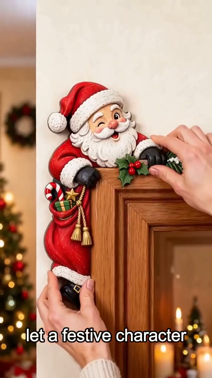 Christmas Peekaboo Door Frame Corner Decor