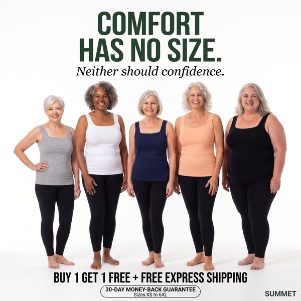 The same tank, XS to 6XL