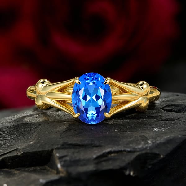 Azura Oval Cut Lab Grown Sapphire Texture Ring