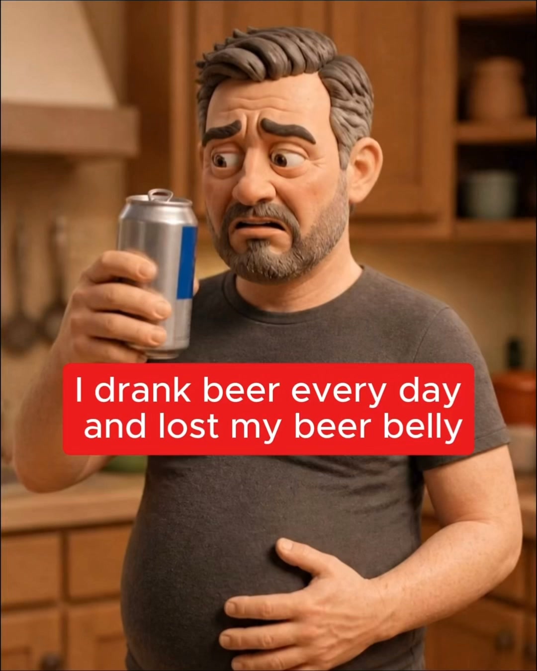 "I kept drinking beer and lost the belly."