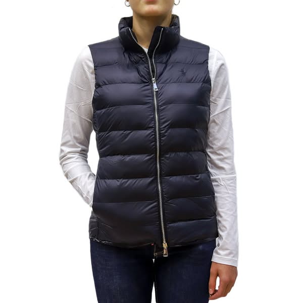 POLO RALPH LAUREN WOMAN PACKABLE QUILTED TAFFETA GILET BLACK - XL - RALPH LAUREN