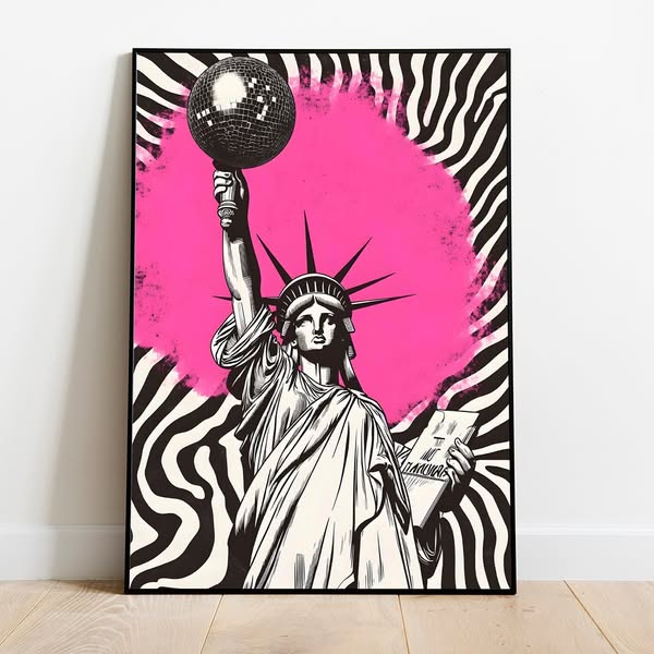 STATUE OF LIBERTY ZEBRA BOLD AND MAXIMALIST POSTER