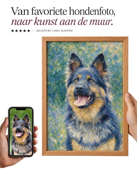 Je hond als schilderij