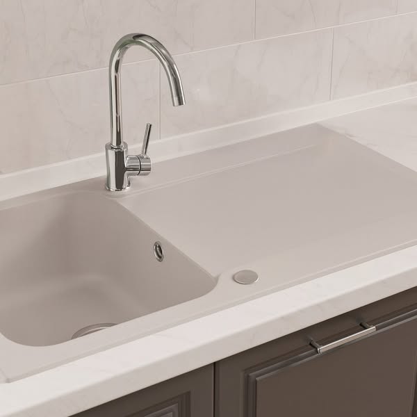 Lisse évier 1 cuve 1 égouttoir en résine gris Essebagno€149.40