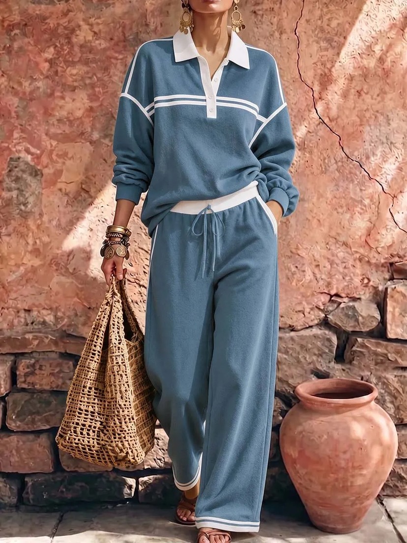 Completo con pullover a collo camicia