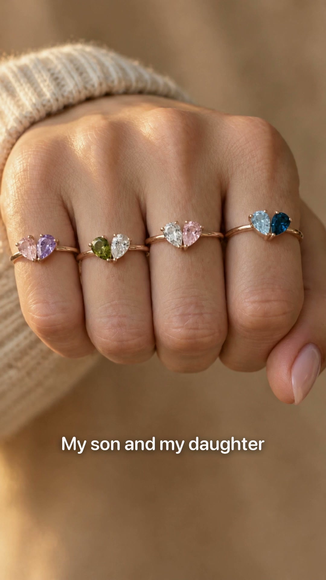Two birthstones, one heart, one bond