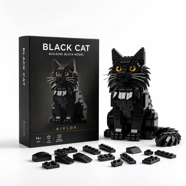 Brick Cats – Black Maine Coon Building Kit