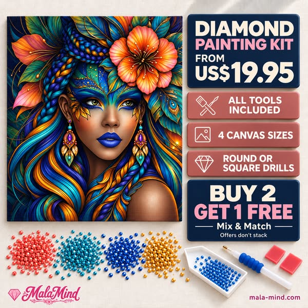 Floral Woman Portrait Diamond Painting Kit