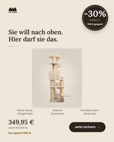 198 cm Kratzbaum, 150 € günstiger