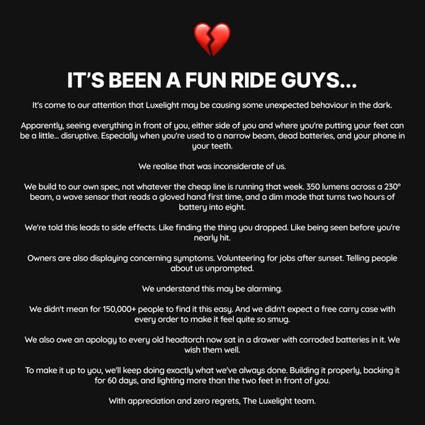 We're sorry