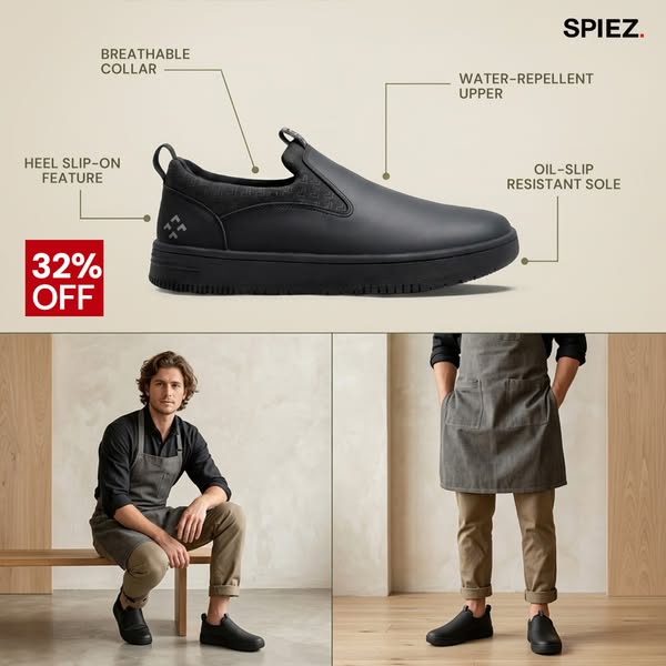 Men - Waterproof, oil resistant, slip-on, cushioning