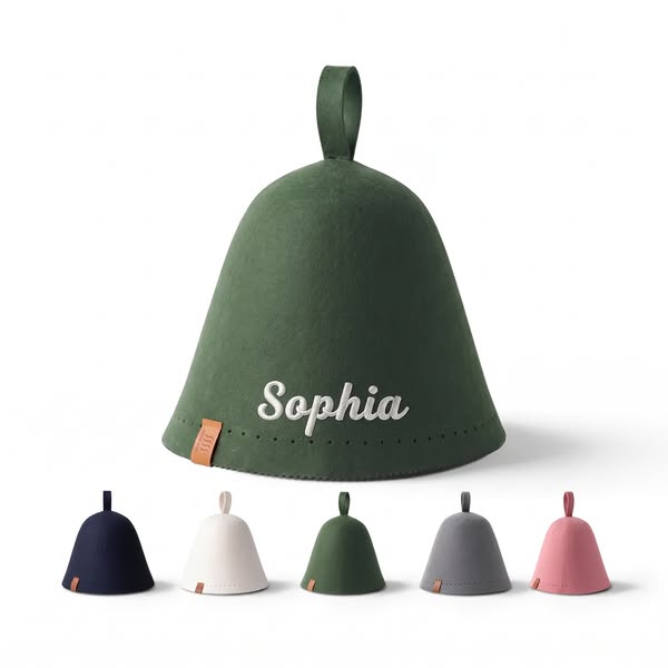Personalized Merino Wool Sauna Hat, Handmade One-Piece Sauna Cap for Men Women, Finnish Sauna Gift, wellness Gift Man Woman