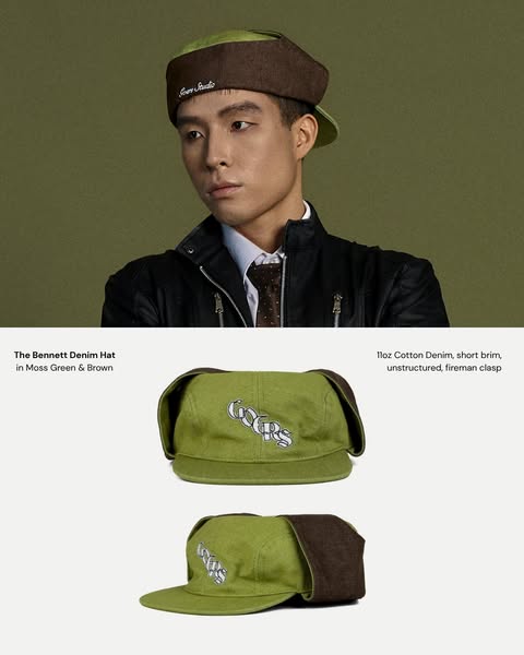 Bennett Denim Trapper Hat in Beige & Black – Goers Studio