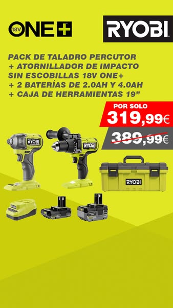 Pack de 2 herramientas + 2 baterías + Cargador + Caja de Herramientas