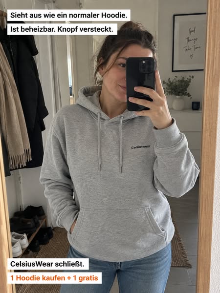 Beheizbarer Hoodie mit verstecktem Leuchtknopf