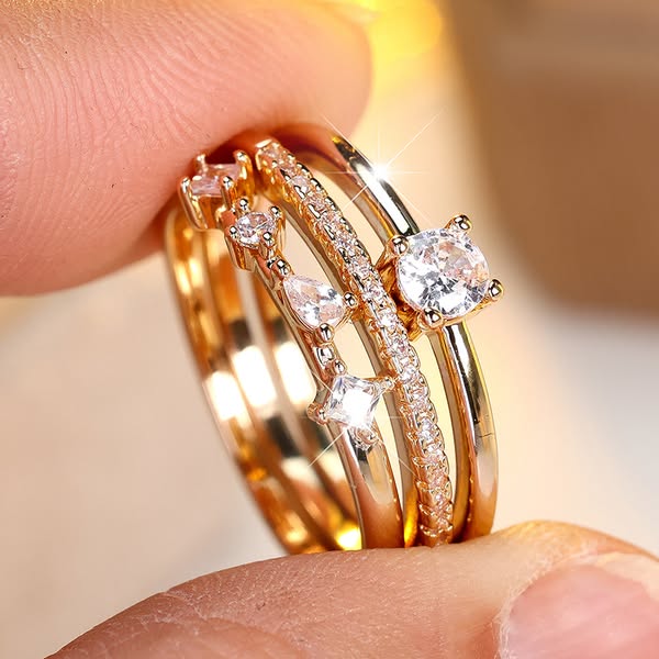 Celestial Spark Triple Ring Set