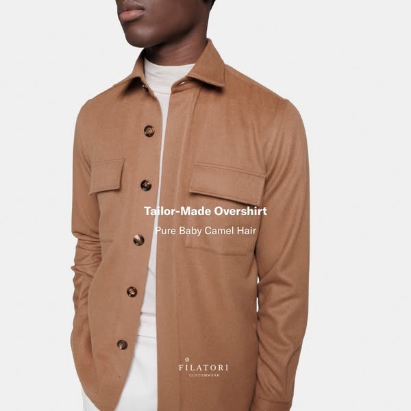 Made to measure Overshirt in Pure Camel