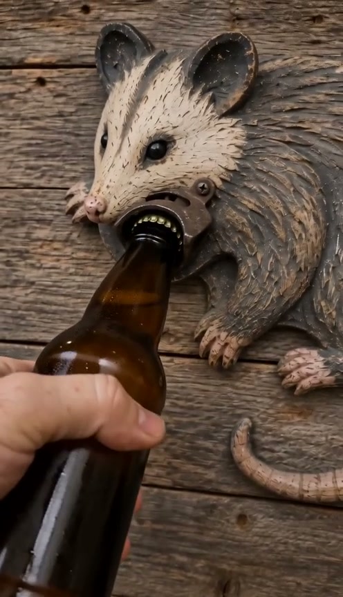 Vintage Opossum Wall-Mounted Bottle Opener