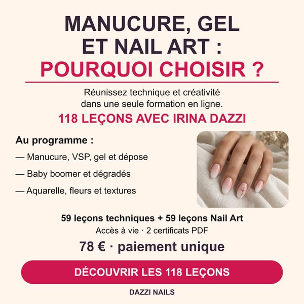 Offre spéciale : 59 leçons techniques + 59 leçons de Nail Art = 79 € au lieu de 118 €