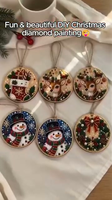 6-Pack Christmas Diamond Painting Ornament Kit | Make Beautiful Hand‑Made Decorations
