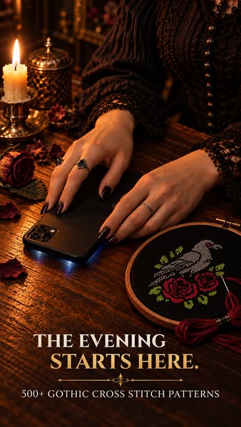 Start Your Ritual Tonight — 500+ Gothic Cross Stitch Patterns.