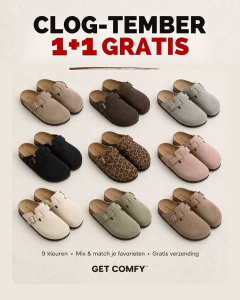1+1 GRATIS TIJDENS CLOG-TEMBER