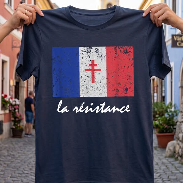 La Resistance French Flag Shirt | Cross Of Lorraine WWII T-Shirt | Free French Resistance Graphic Tee | France History Pride Top