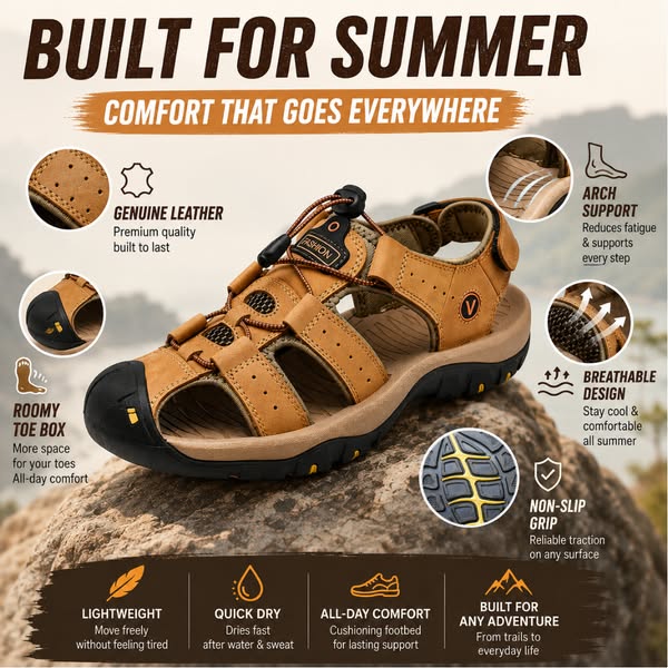 50% OFF WALK COMFORTABLY ALL SUMMER--Genuine Leather Men's Summer Outdoor Sandals