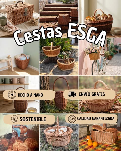 Cestas de mimbre artesanales hechas a mano | Cestería ESGA