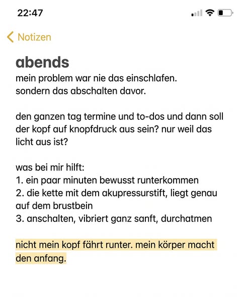 Abschalten beginnt am Brustbein