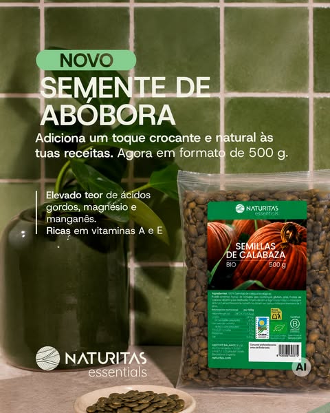 Sementes de abóbora descascadas Bio | Naturitas Essentials