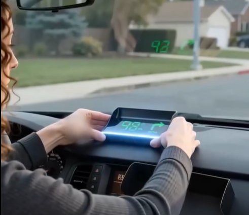 Head-Up-Display mit digitalem Tachometer, Ampelanzeige und Rotlichtblitzer-Warnung