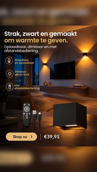 Nieuw! Draadloze Wandlamp met afstandsbediening!