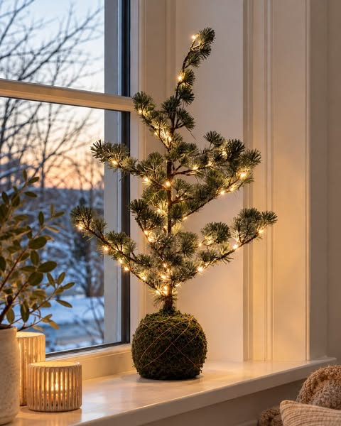 Cedertræ med lyskæde, 65 cm – 199 kr.