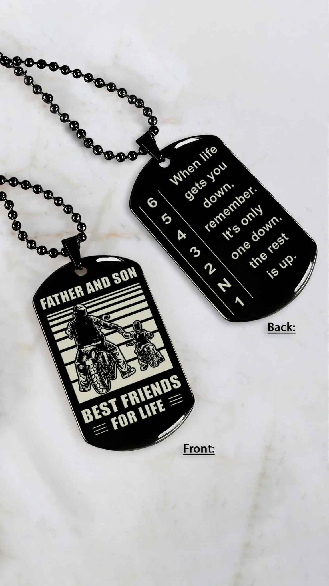 Biker dog tag Dad to Son