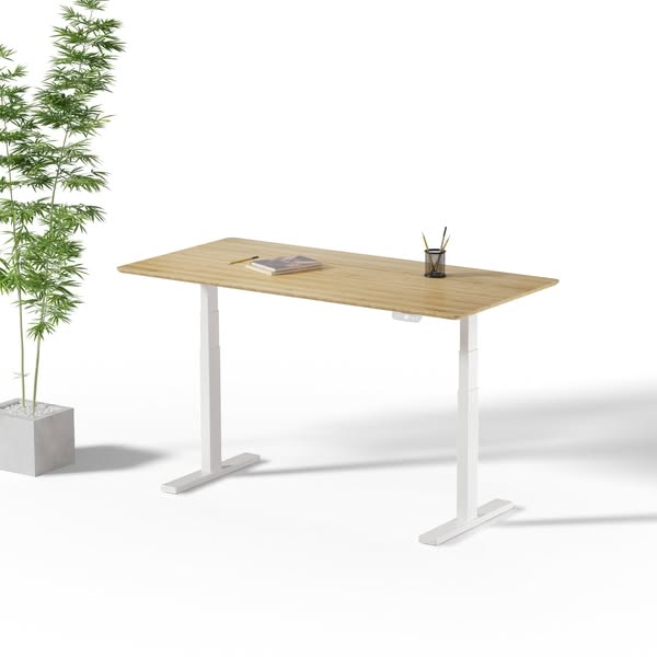 Standing Desk - Solid Wood | Toka - IVONO, Bamboo / 160 x 80 CM / PRO White