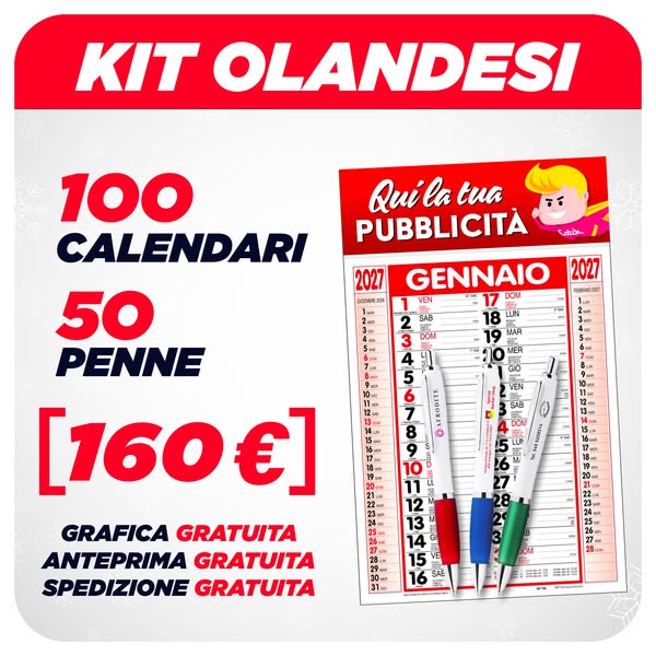 100 CALENDARI + 50 PENNE a 160€