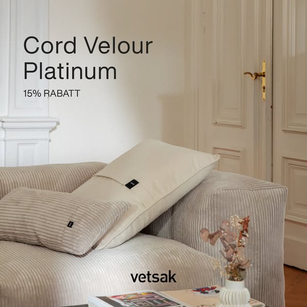 15% Rabatt auf Cord Velour Platinum
