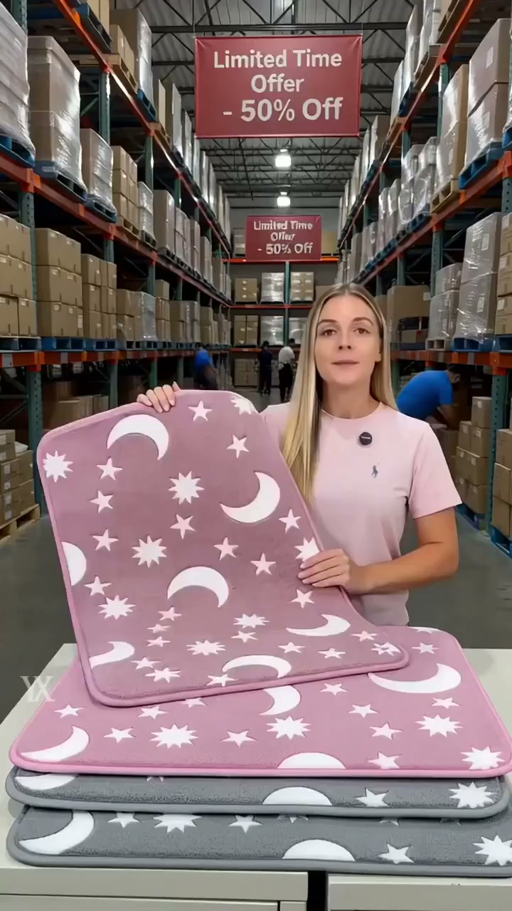 SCONTO DEL 50% - Set di tappetini da bagno con luna e stelle che si illuminano al buio