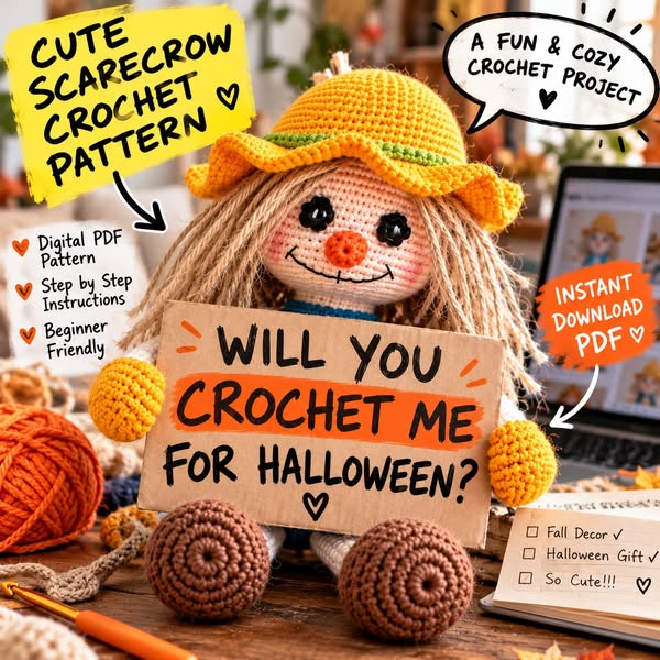 Crochet Your Own Cute Scarecrow!