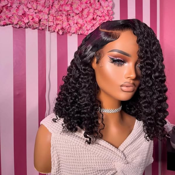 Natural Afro Curly Human Hair 13x4 Frontal Lace Wig Clearance